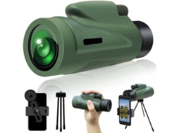 Telescópio Monocular, Tripé Opcional e Suporte para Smartphone, Adequado para Caminhadas e Acampamentos JIAPEI (verde)
