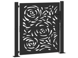 Maison Exclusive - Portão De Jardim Preto 100x100 Cm Aço Design Chama