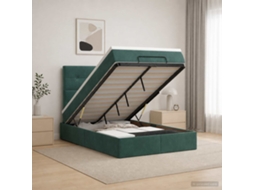 Vidaxl Cama Ottoman Com Colchão Verde-escuro 120 X 200 Cm Veludo