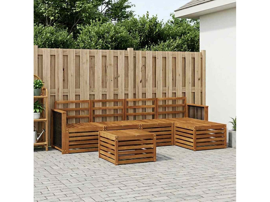 Vidaxl Conjunto De Sofás Para Exterior 6 Pcs Natural