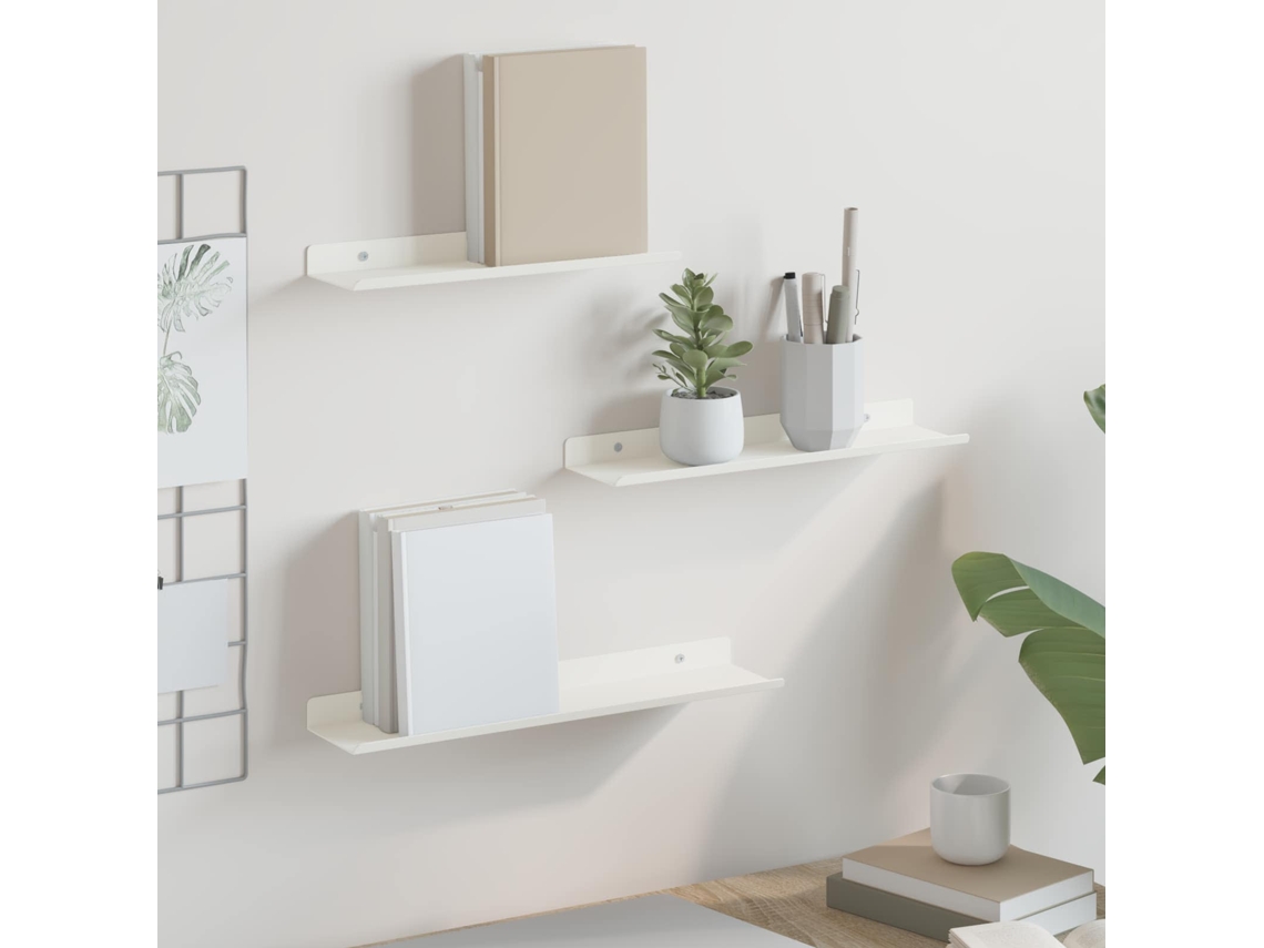 Vidaxl Prateleira Flutuante 3 Unid. Branco 40 X 9 X 2,5 Cm Aço