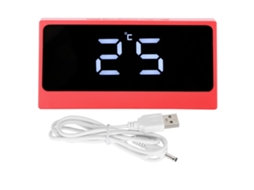 Reloj Despertador Led Digital Inteligente Con Temporizador Y Espejo De Maquillaje Rojo