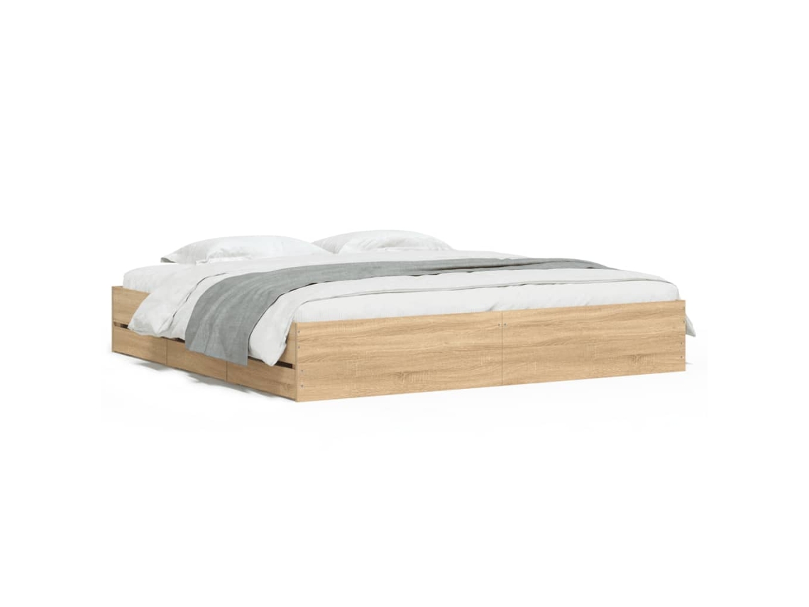 Bed Frame, Bed Frames Vidaxl Marrom Madeira Processada (180 X 200 Cm)