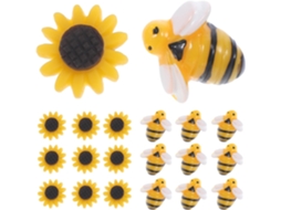 Tachinhas Decorativas, 30 Unidades, Com Desenho Girassol E Abelha, Em Resina E Aço, Ideais Para Decorar Quadros De