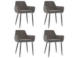 Vidaxl Cadeiras De Jantar 4 Pcs Veludo Cinzento-escuro