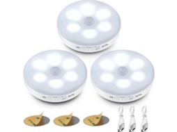 Conjunto de 3 Peças Luz Noturna Led Automática, Luz com Sensor de Movimento para Interiores, Sem Fio L BRILVIBERA