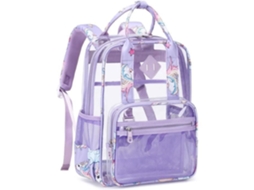 Mochila Escolar, Feminina, Infantil, Em Pvc, Transparente, Cor Roxa