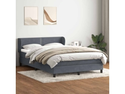 Vidaxl Cama com Molas/colchão 160x210 Cm Veludo Cinzento escuro