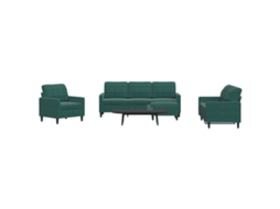 Vidaxl 4 Pcs Conjunto De Sofás Com Almofadões Veludo Verde-escuro