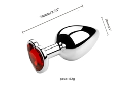 (vermelho S) Plug Anal De Metal Unissex, Brinquedo Para Masturbação