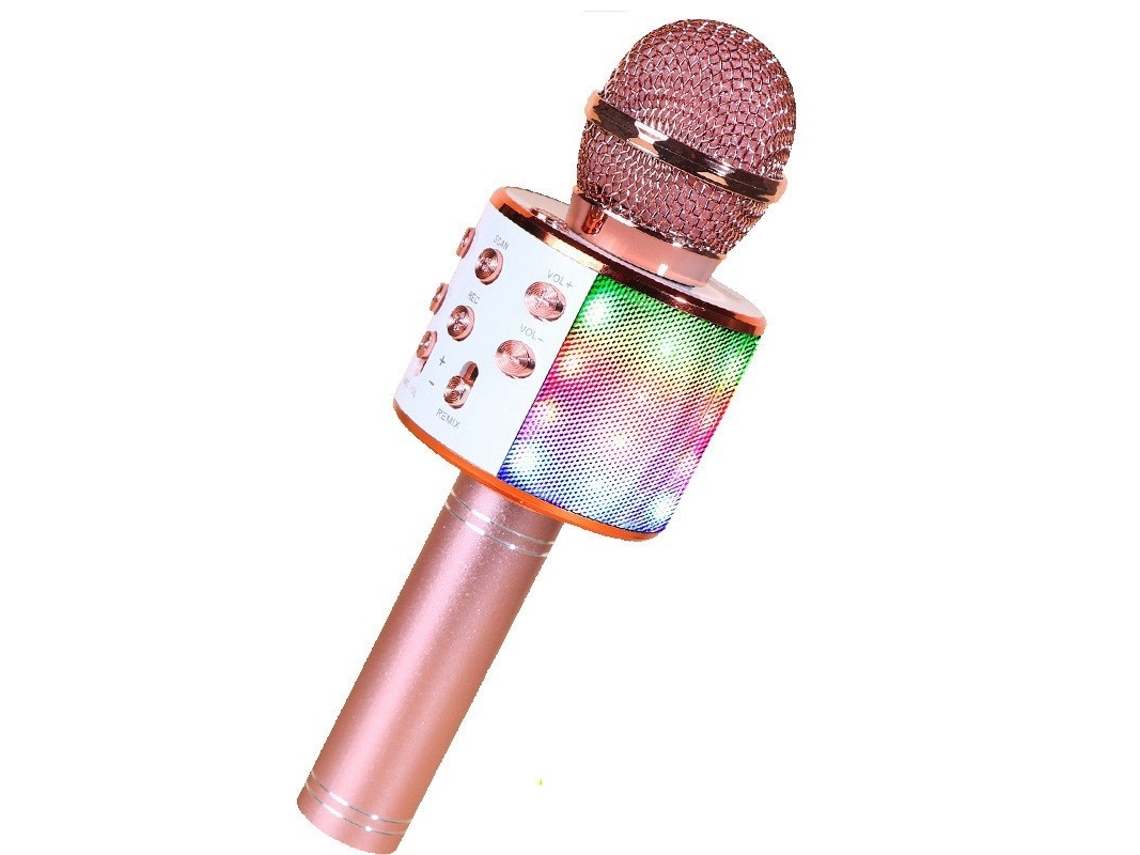 Microfone De Karaokê Sem Fio Bluetooth Portátil Recarregável Led