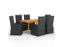 Vidaxl 7 Pcs Conjunto De Jantar De Jardim Preto