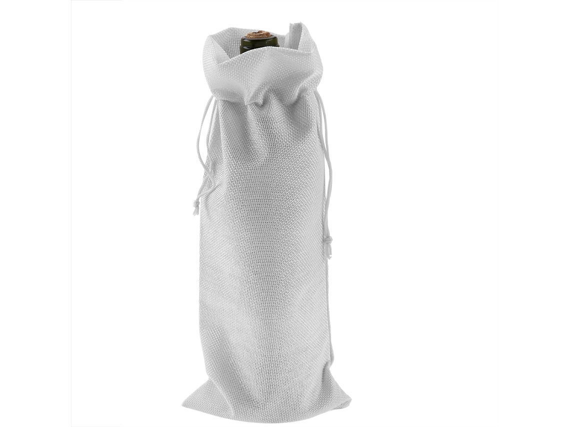 Nova Line 12 Bolsas de Vinho de Linho Simples com Cordão de Fechamento Capa Decorativa Branca