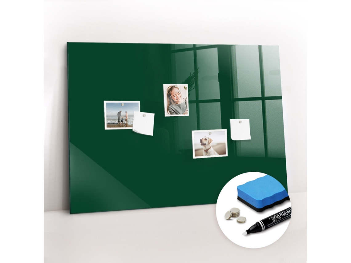 Quadro De Vidro Magnético Cor Verde-garrafa Para O Quarto Das Crianças Espelharte (100x70 Cm)