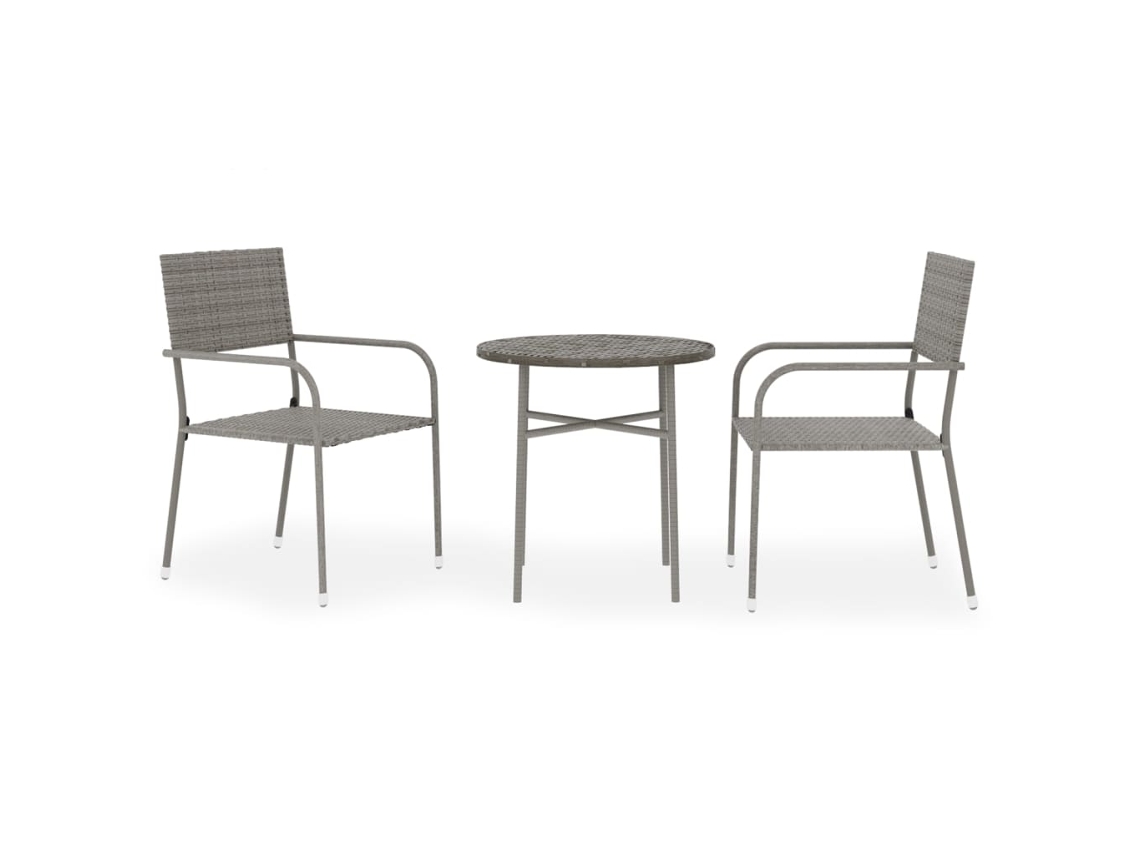 Maison Exclusive - 3 Pcs Conjunto De Jantar Para Jardim Vime Pe Cinzento