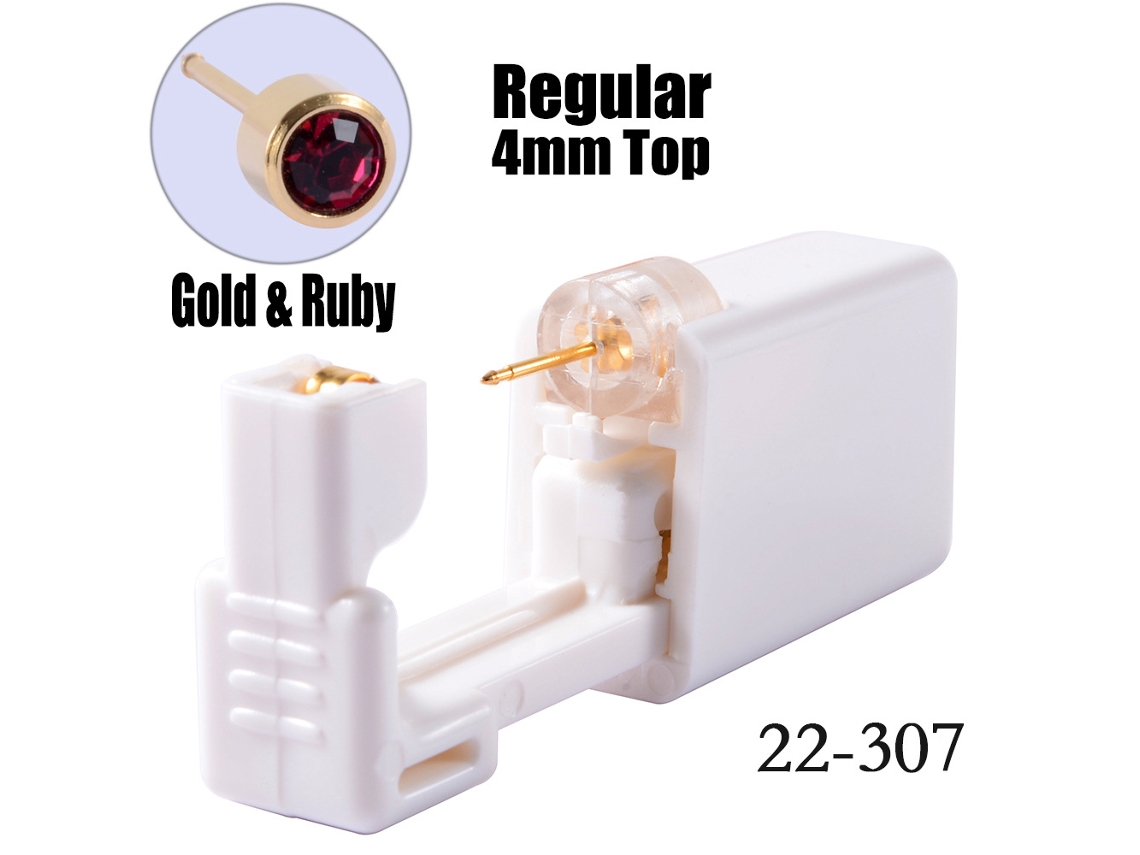 Piercing De Orelha, Descartáveis ​​para Perfuração Da Orelha, Com Brincos De Aço Inoxidável Dourado De 4 Mm, 1 Par (rubi) Spqment