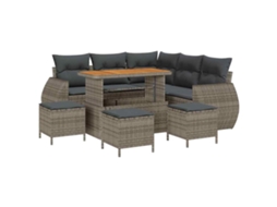 Maison Exclusive - Conjunto De Sofá De Jardim Com Travesseiro 9 Pcs Cinzeto Vime Pe