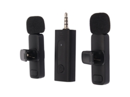 Microfone Sem Fio EOOCOO, dois canais, interface 3.5mm