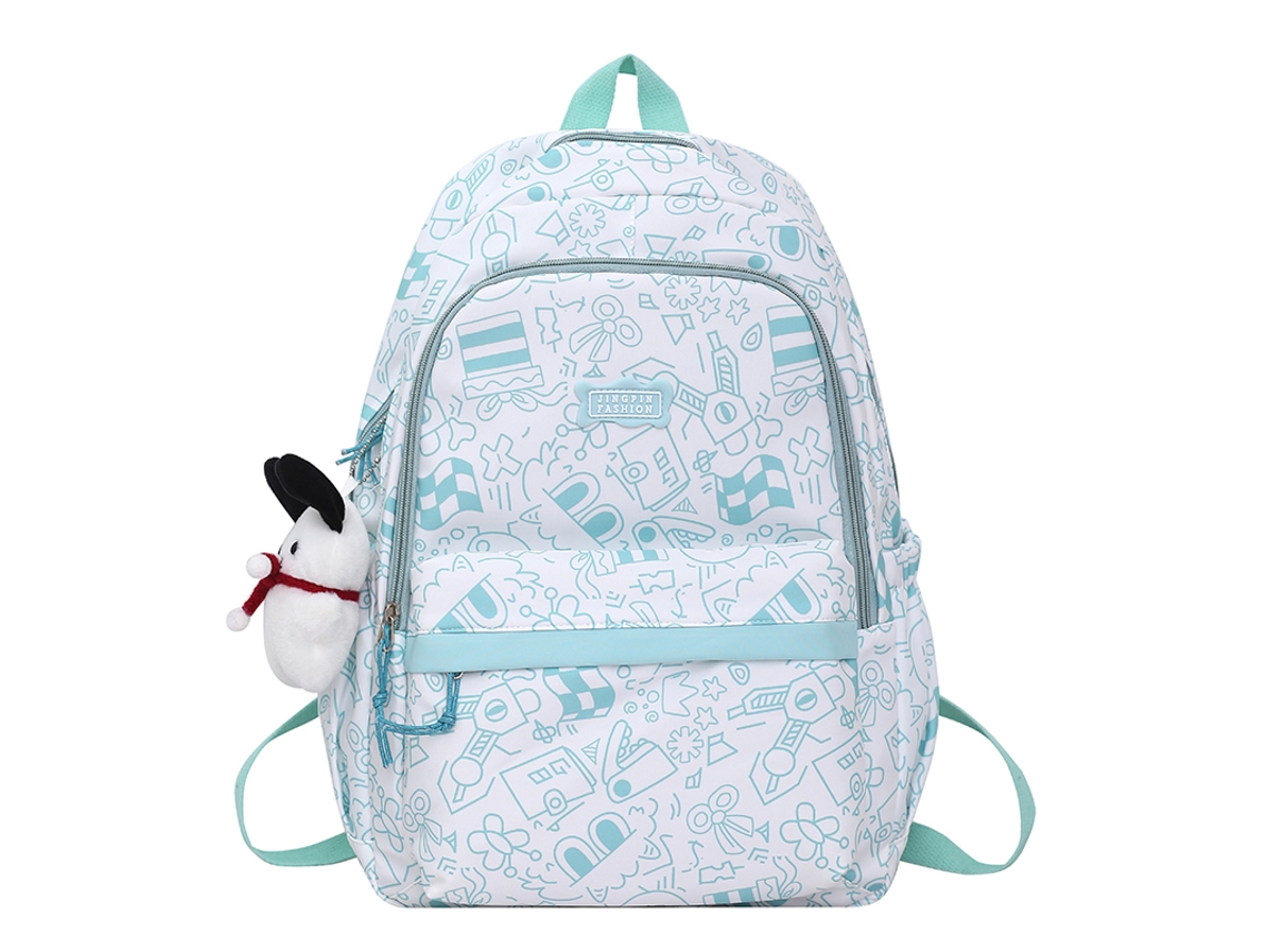 Mochila Feminina Casual Simples Com Estampa De Grafite, Grande Capacidade, Leve, Nova Moda, Versátil, Em Tecido Nylon, Ideal Para Aquaforge
