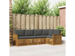 Vidaxl Conjunto De Sofás Para Exterior 5 Unid. Natural E Antracite
