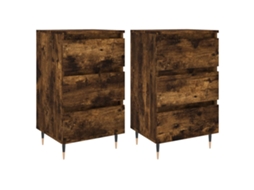 Bedside Cabinet, Bedside Cabinets Vidaxl Marrom Madeira Processada (n/a)