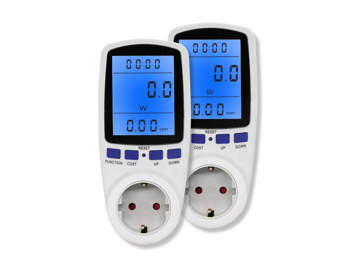 Tomada De Medição De Potência De Duas Partes Com Luz Azul E Display Digital Retroiluminado Zeuxo