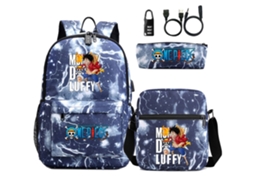 One Piece Com Trava De Senha Mochila  De Estudante De Três Peças4*