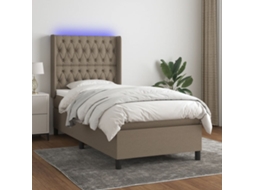 Vidaxl Cama Box Spring + Colchão/led 80x200cm Tecido Cinza-acastanhado