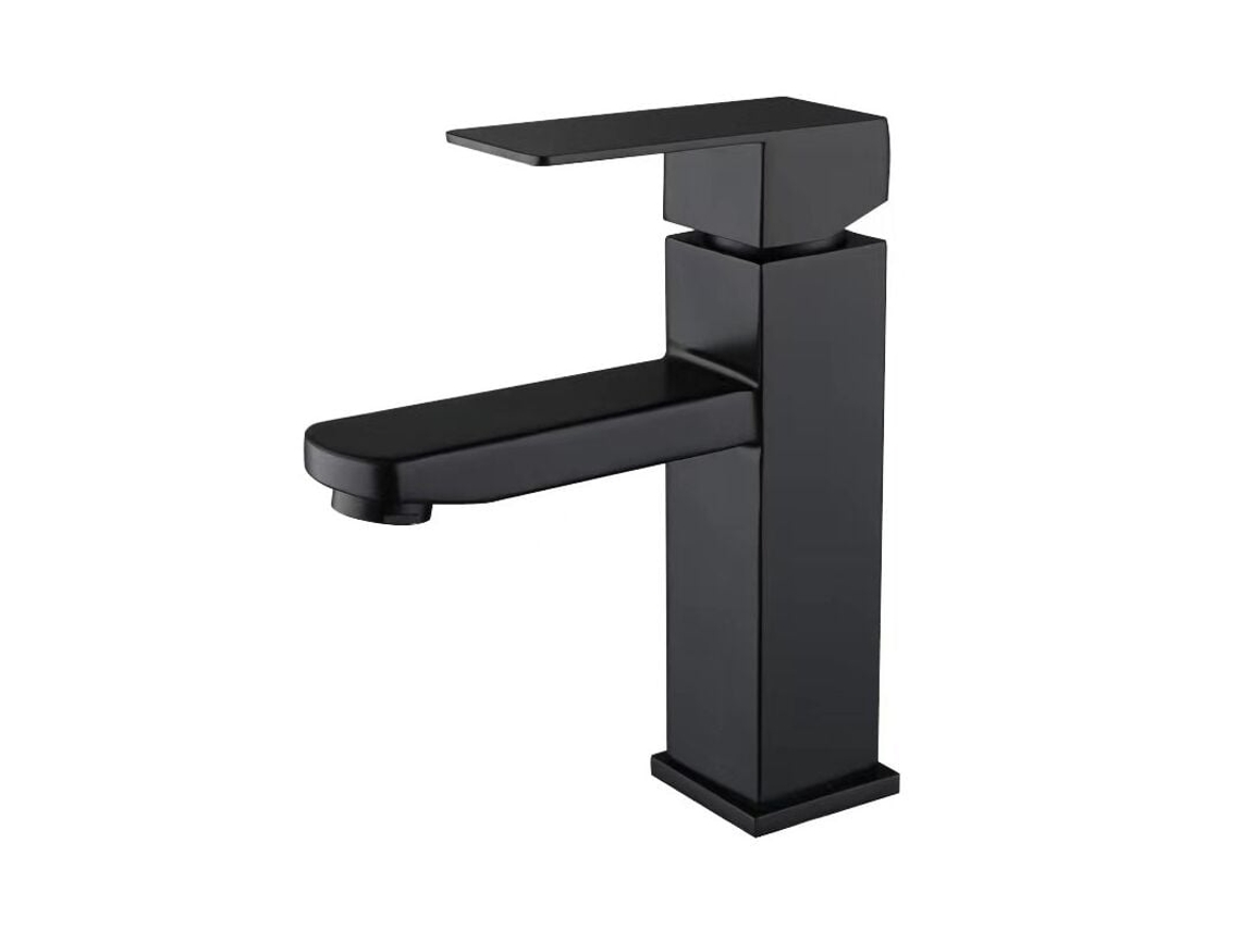 Misturador De Lavatório Preto Em Aço Inoxidável 304 Ajustável De Água Quente E Fria