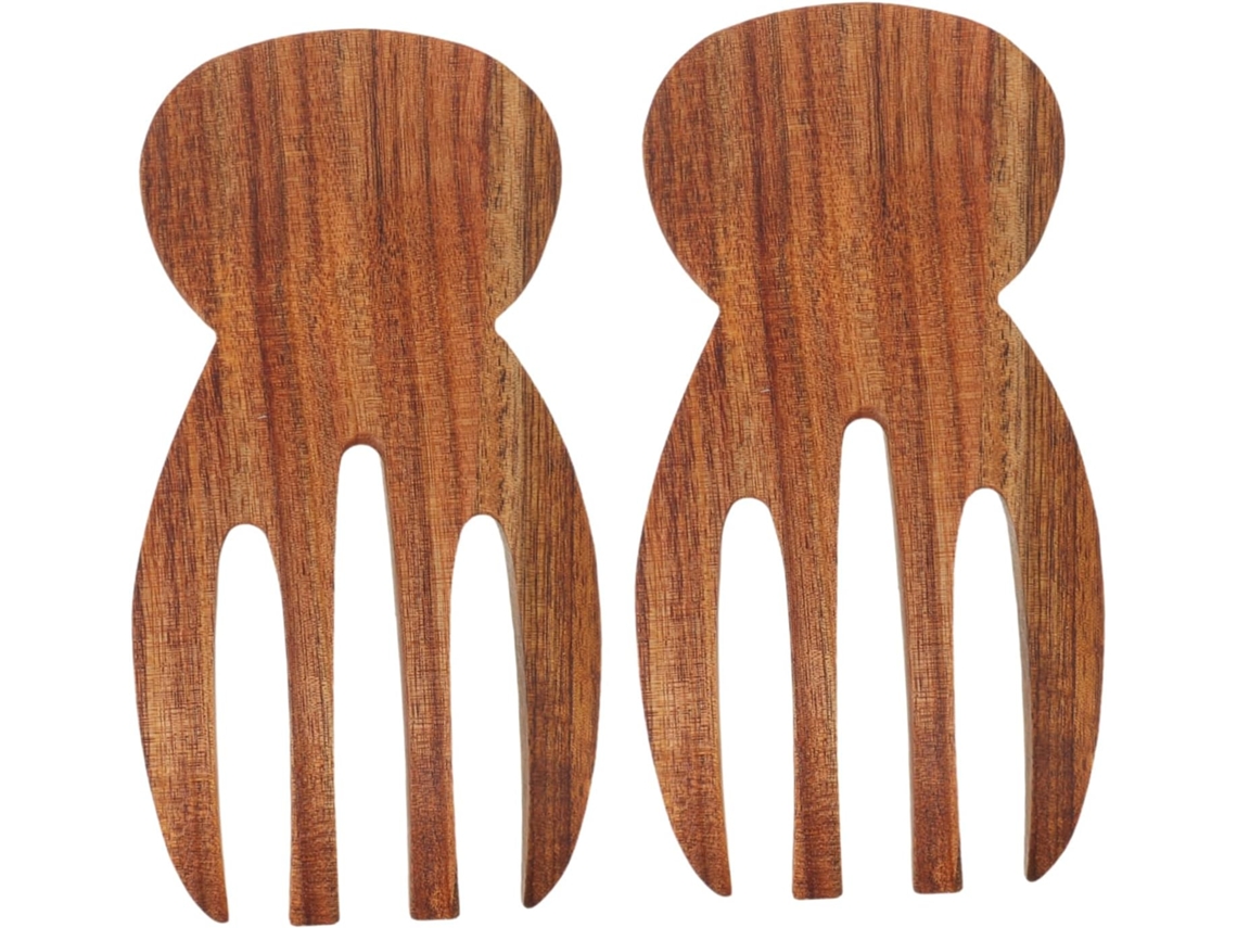 Conjunto De 2 Pegadores Salada Madeira Iplusmile Para Misturar E Servir, Com Revestimento Antiaderente Resistente Ao