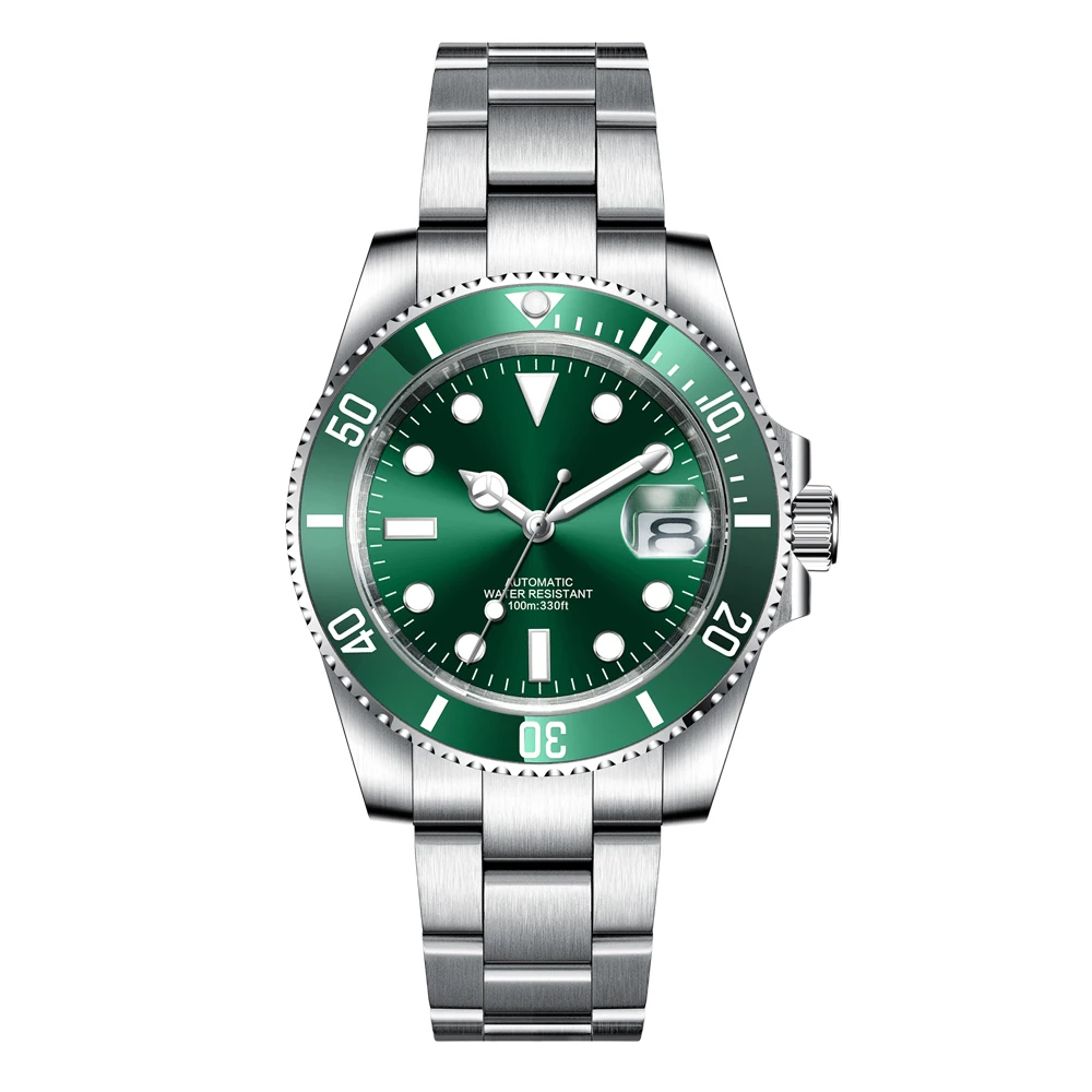 Relógio Masculino Automático Mecânico (verde) De 40 Mm, Resistente À Água Até 100 M, Com Cristal De Safira.