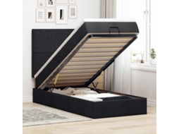 Vidaxl Cama Otomana com Colchão 90x200 Cm Tecido Preto