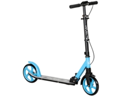 Trotinete Dobrável Com Guiador Ajustável, Rodas Grandes De 200 Mm, Amortecimento E Travão, Carga Máxima De 100 Kg, 91,5 X 36,5 X 91-104 Cm, Azul