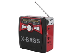 Rádio Mali portátil banda AM FM SW, com antena telescópica e reprodutor USB, vermelho