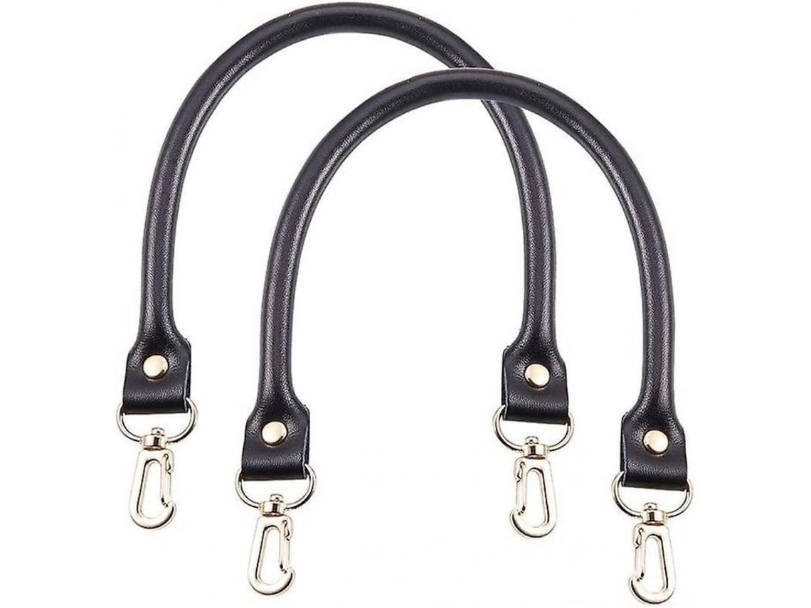 Asas De Couro Para Bolsas De 16 Polegadas, 2 Peças De Correia De Substituição Com Clips De Liga, Cor Preta