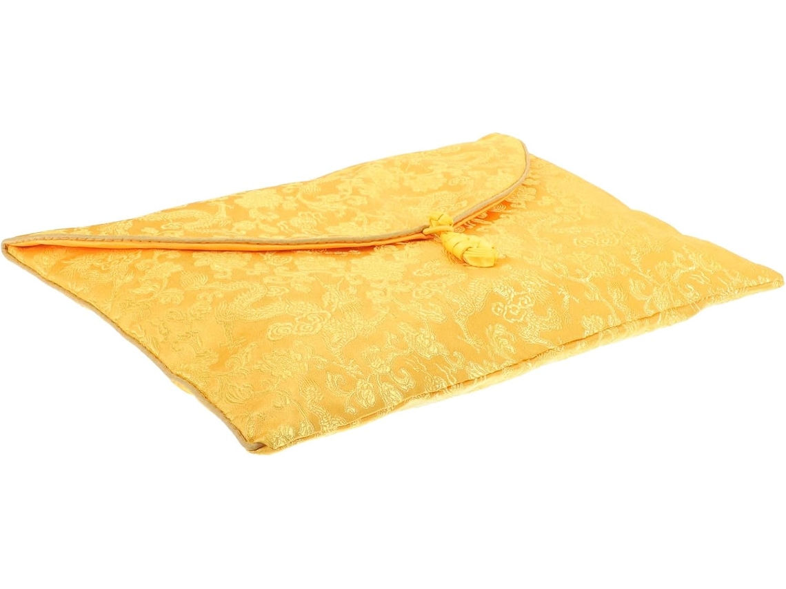 Bolsa Para Livros E Documentos Tehaux Em Brocado Com Nó Chinês, 24x34 Cm, Bordado De Dragão Amarelo, Ideal Para