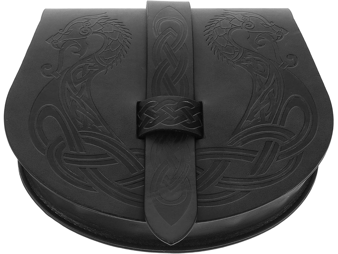 Bolsa De Cinto Versátil Para Acessórios, Ideal Para Cosplay Viking Vintage, Em Couro Pu Com Estampas Medievais.