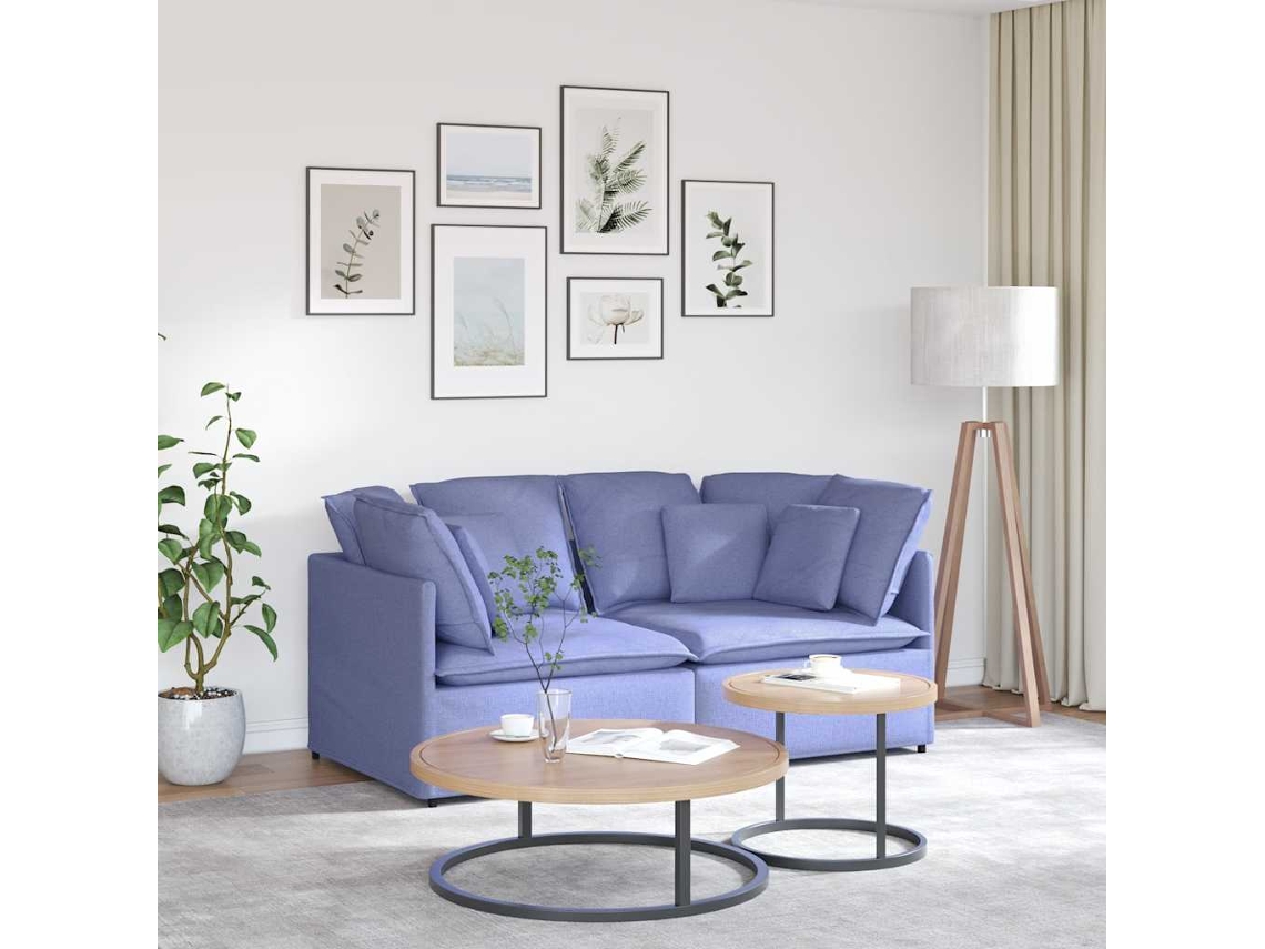Vidaxl Sofá Modular Com Almofadas Tecido Azul Ganga