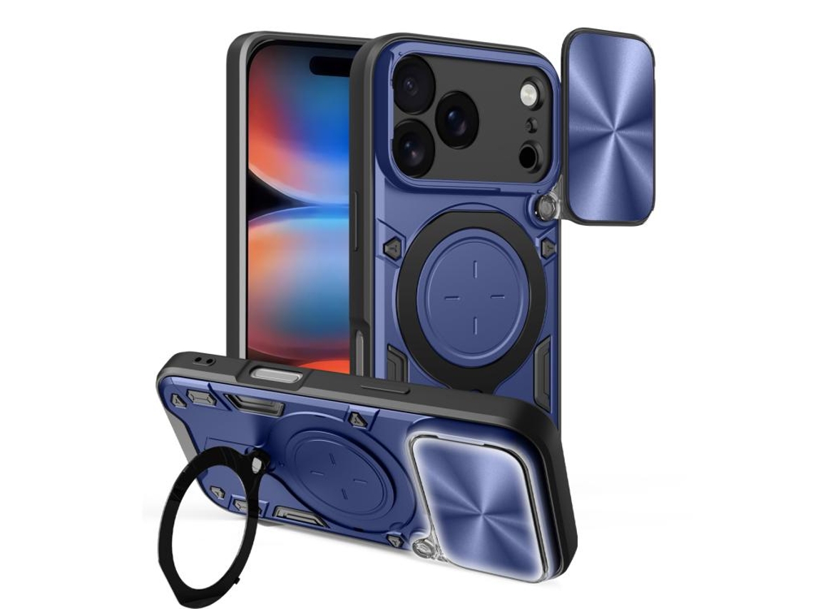 Capa Para Iphone 17 Pro - Textura De Cd - Suporte Magnético Deslizante - Proteção Para Câmera