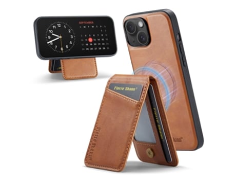 Suporte Casa Amovível Para Iphone 14 Fierre Shann Pele Sintética Castanho
