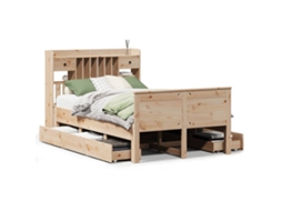 Cama com Estante Sem Colchão 135x190 Cm Pinho Maciço MAISON EXCLUSIVE