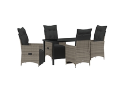 Conjunto 5 Conjunto De Jantar Para Jardim Vidaxl Cinzento Vime Pe (140 X 70 X 73 Cm)