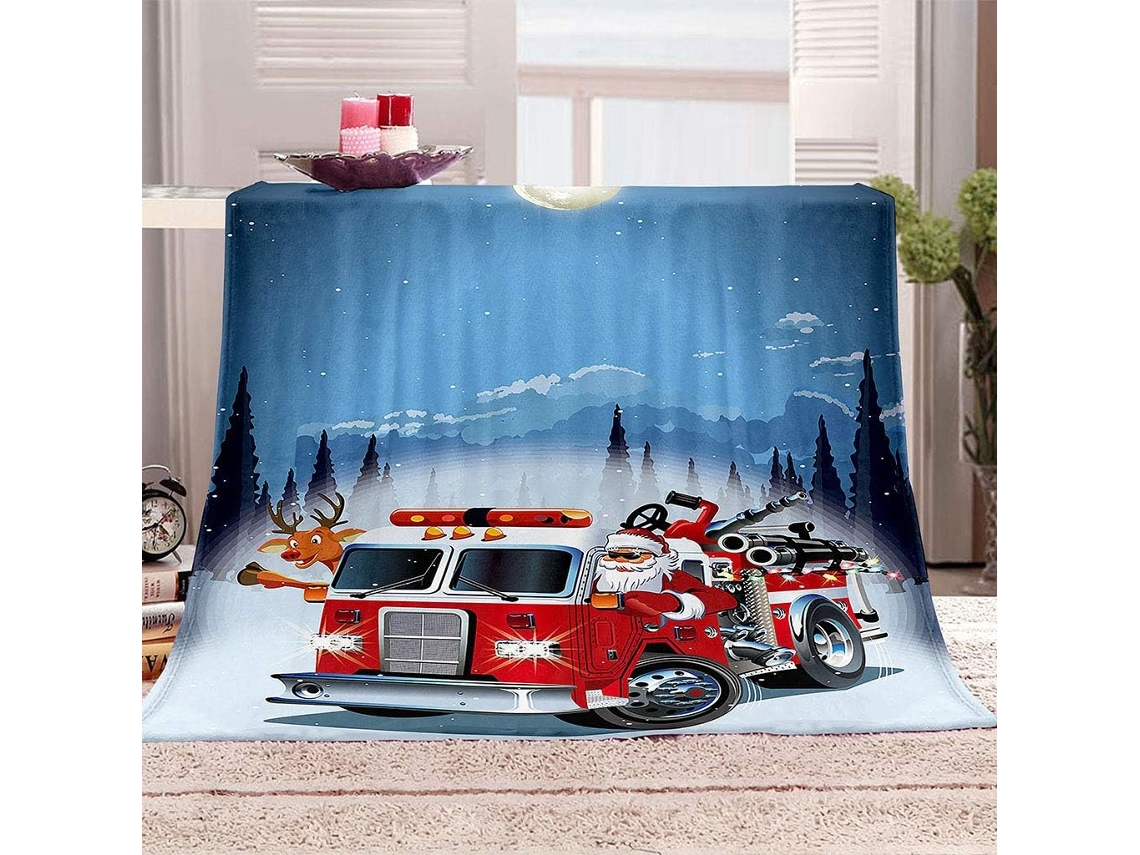 Manta com Estampa de Papai Noel em Microfibra 150x200cm