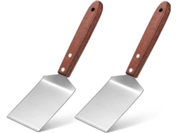 2 Espátulas de Metal de Acero Inoxidable Con Mango de Madera para Brownies, Galletas, Cocina, Horneado Y Voltear