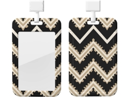 Porta Crachá Zigzag, Preto, Branco, Bege, Protetor De Cartão Vertical Com Cordão, Capa Plástica Impermeável, Estojo