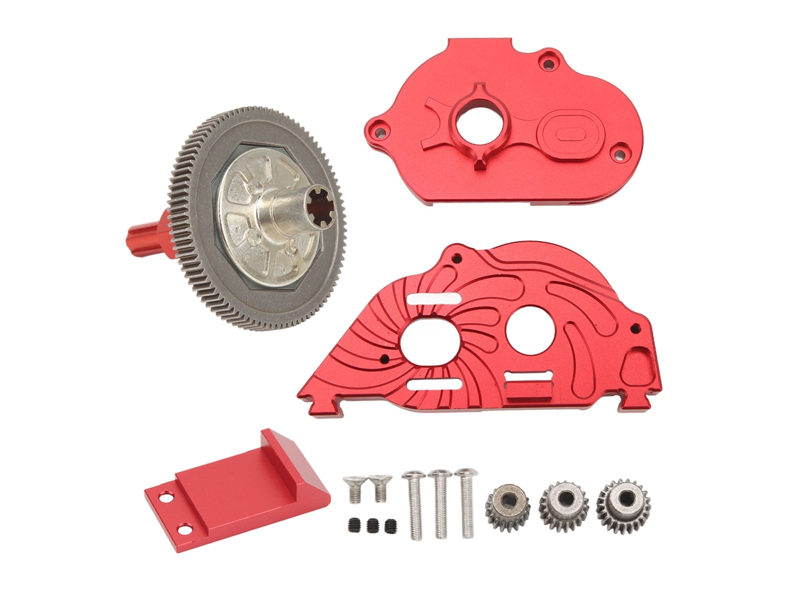 Capa De Caixa De Engrenagem De Alumínio Com Engrenagens Para Carro Rc Arrma Senton Granite Typhon 1/10 Vermelha