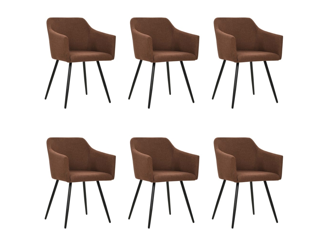 Vidaxl Cadeiras De Jantar 6 Pcs Tecido Castanho