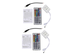 2 Controles Remotos Infravermelhos Sem Fio De 44 Teclas Com Receptor Para Fita De Led Rgb Smd 5050 3528.