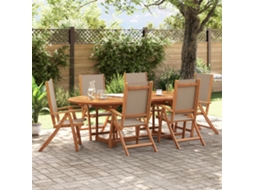 Cadeiras De Jardim Dobráveis 6 Pcs Acácia Maciça E Textilene Dkd Home Decor