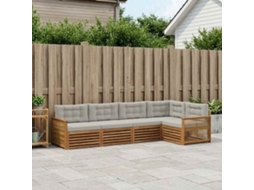 Vidaxl Conjunto De Sofás Para Exterior 5 Pcs Natural E Cinzento-claro